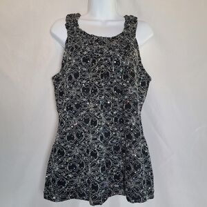 NWT Cocomo Black Lace Sequin Embellished Racerback Tank Women's Size XL